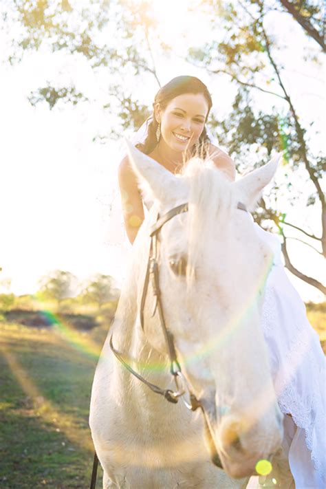 Bride on white horse. Horses at Weddings | The Bride's Tree - Sunshine Coast Wedding (With ...