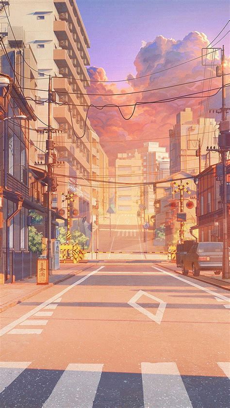 Aesthetic anime town, 0w0, calming, street, sunset, thanks, HD phone wallpaper | Peakpx