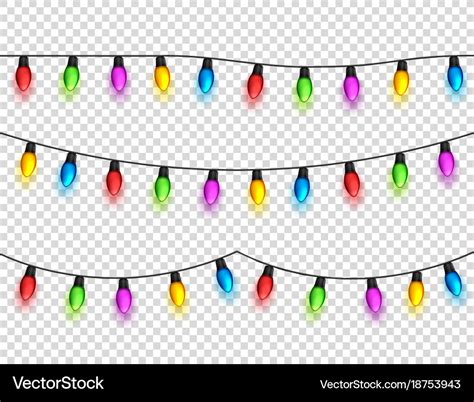 Christmas glowing lights on transparent background