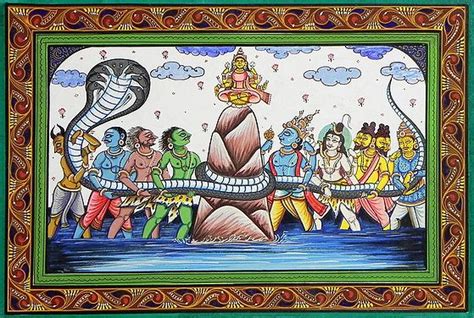 Samudra Manthan - Orissa Pattachitra Painting