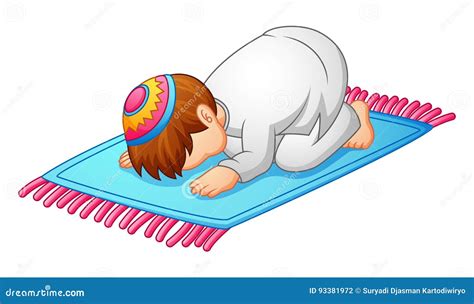 Little Kid Prostration for Praying of Muslim Stock Vector - Illustration of prayer, mubarak ...