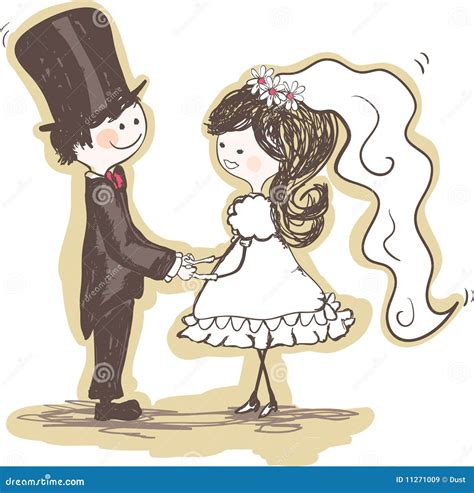 Wedding Couple Holding Hands Stock Vector - Illustration of bride ...