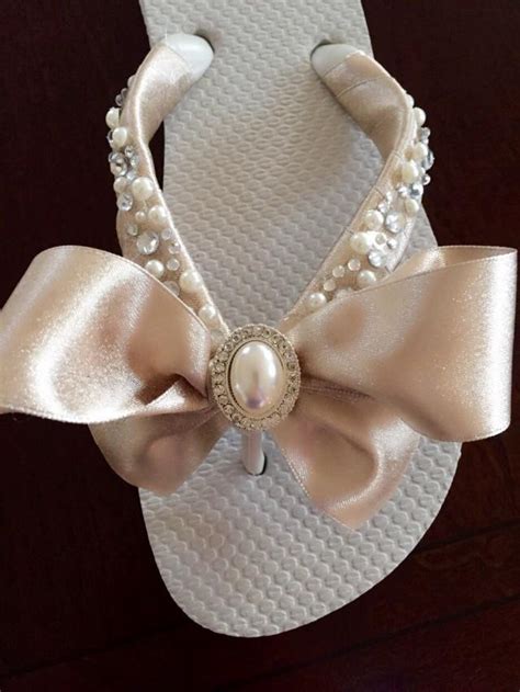 Bridal Flip Flops/Wedges/Shoes. Wedding Flip Flops.Bridal Bowz Flip Flops. Ivory Flip Flops ...