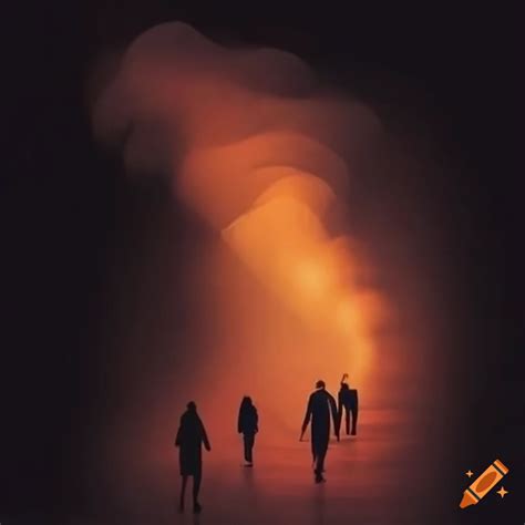 People walking through smokey atmosphere on Craiyon