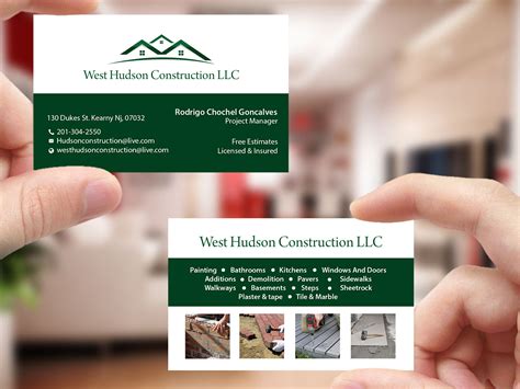 Bold, Serious, Home Improvement Business Card Design for West Hudson Construction LLC by ...