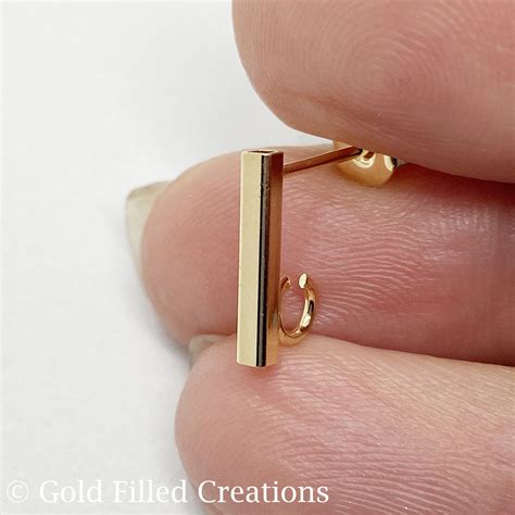 Gold Filled Bar Earrings Studs 12mm