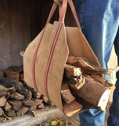 Leather Firewood Carrier Log Carrier Wood Tote Firewood | Etsy