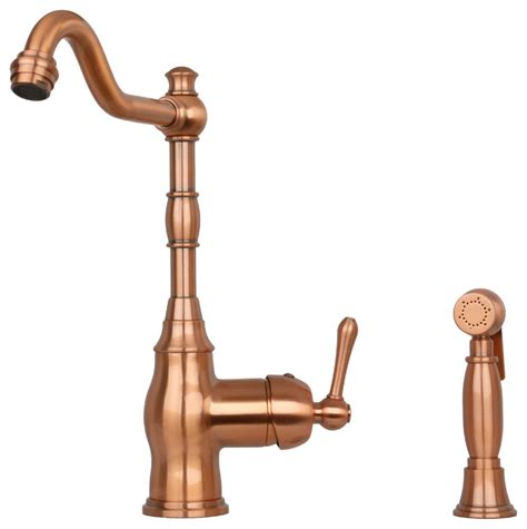 One-Handle Copper Widespread Kitchen Faucet with Side Sprayer ...