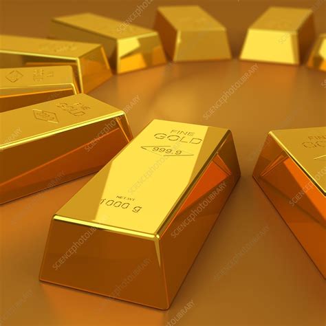 Gold bars, illustration - Stock Image - F022/4243 - Science Photo Library