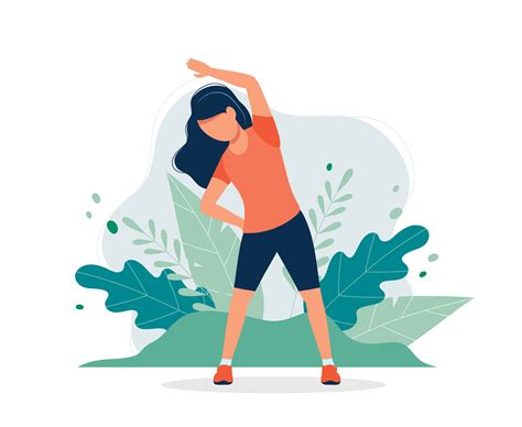 Happy woman exercising in the park. 451059 Vector Art at Vecteezy