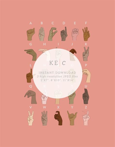 Alphabet Sign Language Art Print Diverse Language Skin Tones - Etsy