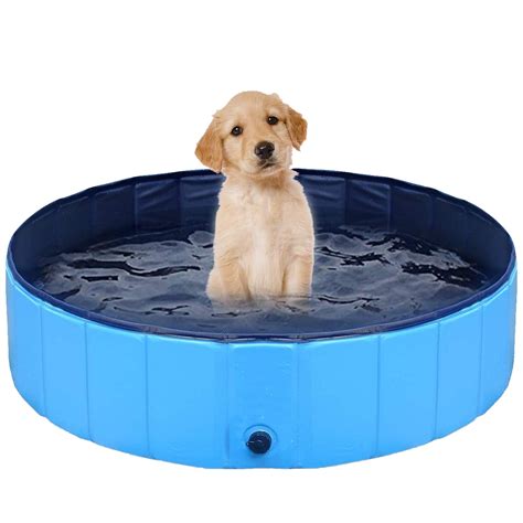 Foldable Dog Pool, Kiddie Pool Plastic Swimming Pool Portable Pet Bathing Tub, Summer Outdoor ...