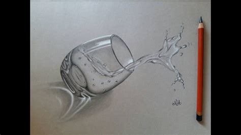 Water glass sketch in 3D - YouTube | Water droplets art, Water glass ...