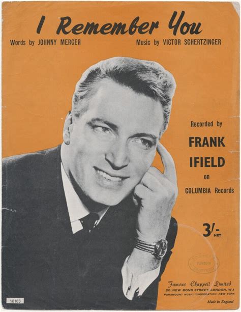 NPG D48434; Sheet music cover for 'I Remember You' by Frank Ifield ...