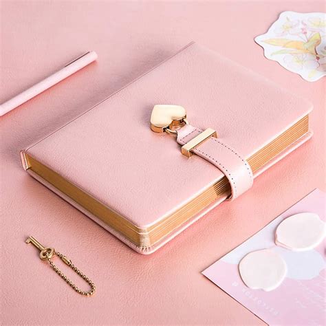 Amazon.com : MYUOOT B6 Heart Shaped Combination Lock Diary with Key PU Leather Journal Diary ...