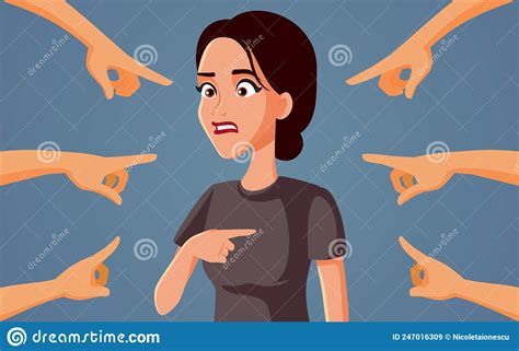 Woman With Fingers Pointed At Her Feeling Guilty Vector Cartoon ...