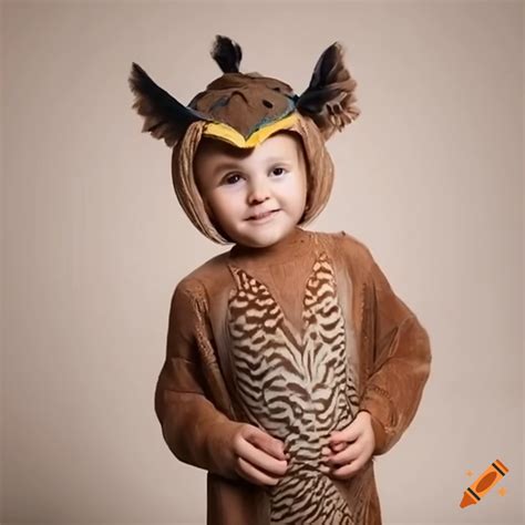 Child wearing an owl costume on Craiyon