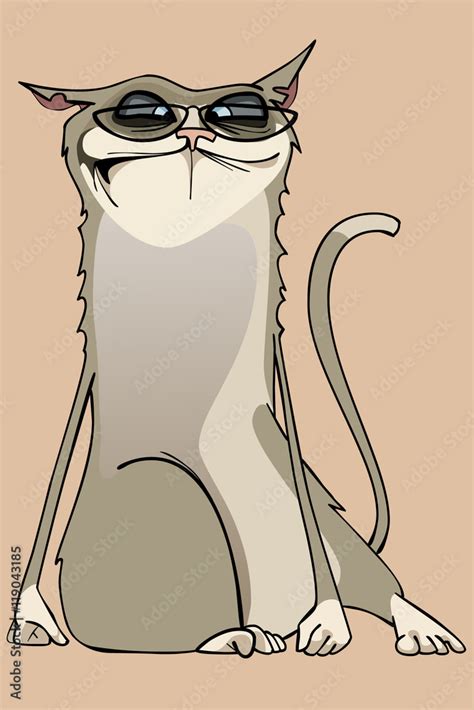 cartoon unhappy funny cat wearing glasses Stock Vector | Adobe Stock