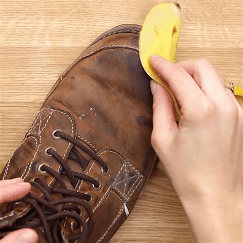 Use a banana peel to shine and clean leather boots. Rub gently with the ...