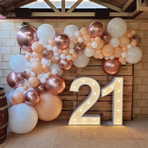 Blush and Rose Gold Balloon Garland | Perth, Western Australia | 21st birthday party decor, 21st ...