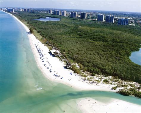 Pelican Bay Naples FL aerial view of Clam Pass. Great swimming & beach walks! Sandbar restaurant ...