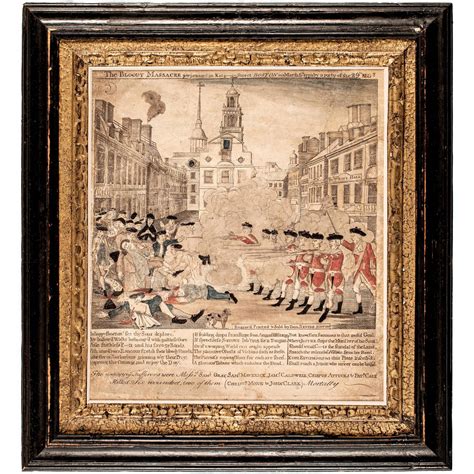 1770 Paul Revere, The Bloody Boston Massacre, Original Hand-colored Engraving, Revere Printed ...