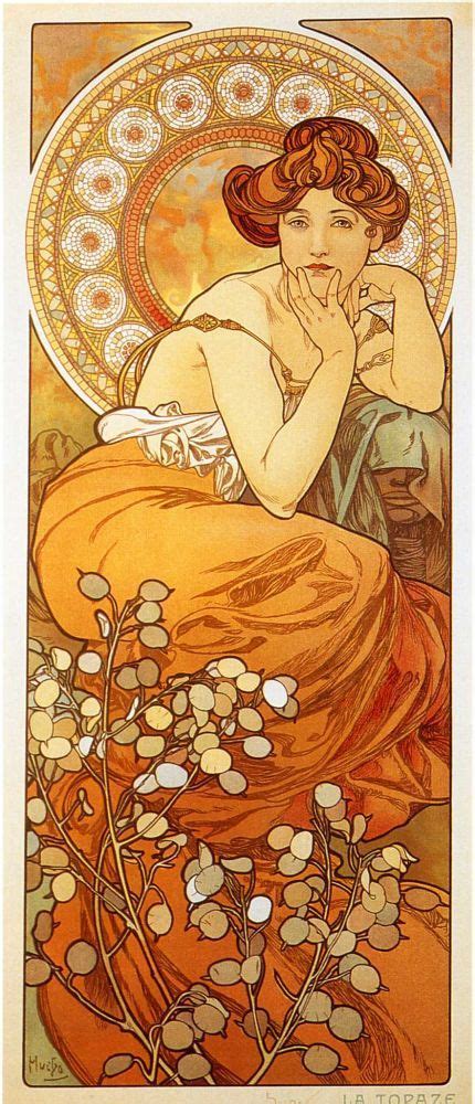 Альфонс Муха. Топаз. Серия Драгоценные камни | Art nouveau mucha, Mucha ...