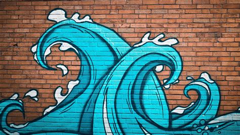 Ocean Waves Street Art Wallpaper - Mobile & Desktop Background