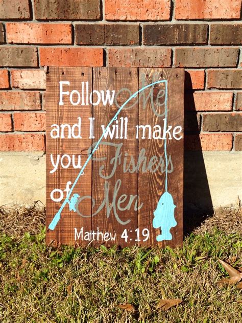 Bible verse fishers of men hand painted pallet sign Pallet Crafts, Pallet Art, Diy Pallet ...