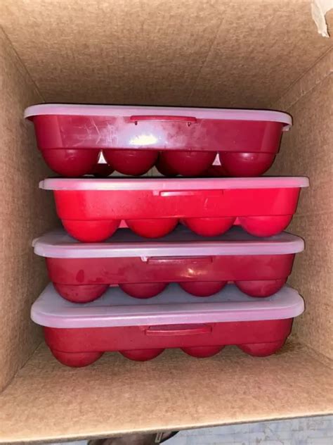 STERILITE CHRISTMAS 20-ORNAMENT Storage Container Red Plastic Stackable ...