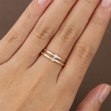 Minimalist Engagement Ring Diamond Simple Thin Dainty - Etsy