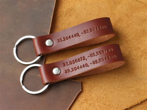 Personalized Leather Keychain Custom Leather Keychain | Etsy