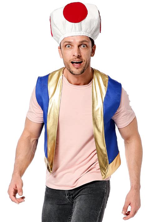 Adult Toad Costume. Mushroom Hat, Tshirt & Vest – NalaGila