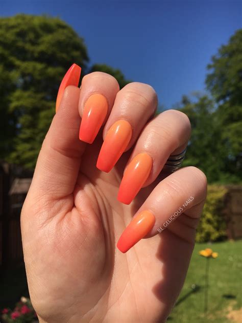 Nails, Calgel nails, ombré nails, summer, orange, red, gel nails, | Red orange nails, Orange ...