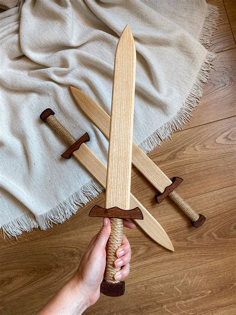 Set of Personalized Wooden Sword With Wooden Shield, Wooden Weapon Toy ...