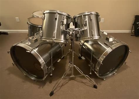 Tama Rockstar 7 piece Drum set (with stands) - Brushed Chrome | Reverb