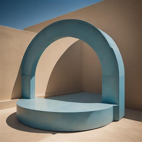 Premium AI Image | A blue fountain with a curved design in the middle.