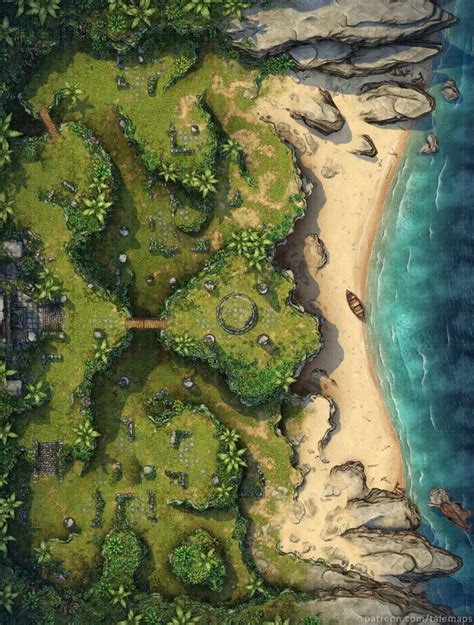 Beach [44x58] : battlemaps | Fantasy city map, Fantasy map, Dungeon maps