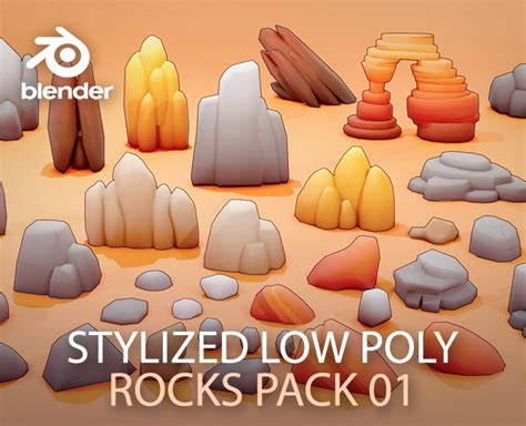 Stylized Low Poly Rocks Pack 01 - Blender Market