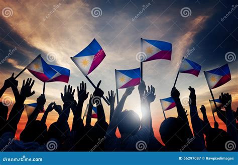 Group of People Waving Filipino Flags in Back Lit Stock Image - Image of celebration, raised ...