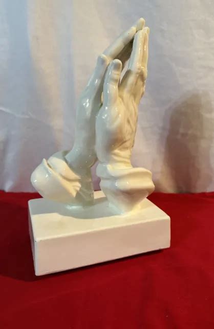 VINTAGE ATLANTIC MOLD Praying Hands White Iridescent Ceramic Statuen Figure Prop £33.07 ...