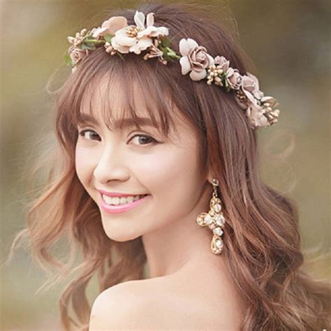 Plant Artificial Flower Wreath Crown Bridal Hair Accessories Summer Wedding Tiara Bridal Hair ...