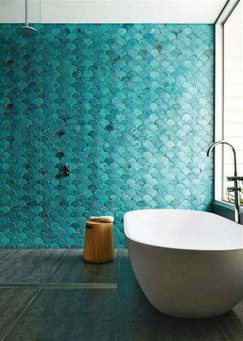Blue Green Bathrooms, Green Tile Bathroom, Bathroom Interior, Bathroom Decor, Bathroom Wall ...
