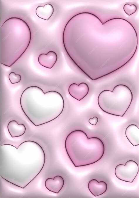 Premium Photo | 3D cute wallpaper background with inflated hearts design