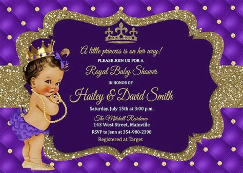 Princess Baby Shower Invitation Purple Lavender Gold | Etsy