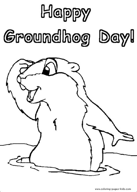 Groundhog Day color page - Coloring pages for kids - Holiday & Seasonal coloring pages ...