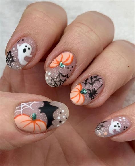 40 Cute Halloween Nail Designs : Shimmery Mixed Halloween Nails I Take You | Wedding Readings ...