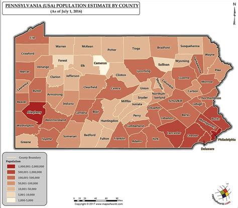 Pennsylvania Population By County Map