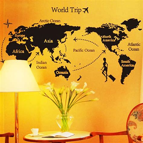 TOP 1pc World Map Personalized Vintage Travel World Map Poster Sticker Vacation National ...