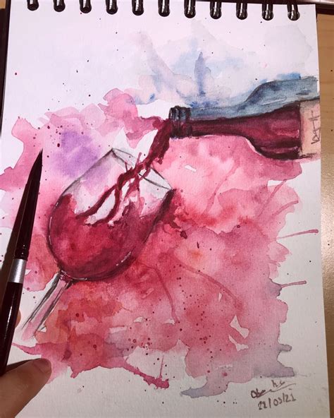 Red Wine painted watercolor